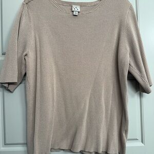 Worthington Taupe Ribbed Knit Top